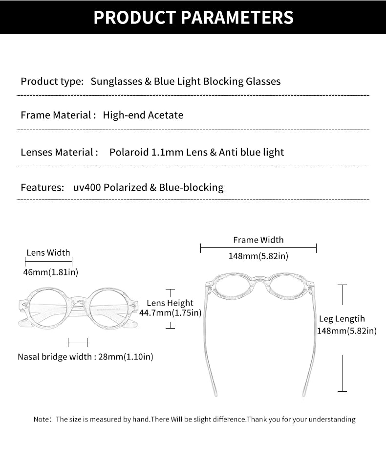 Circular Acetate Sunglasses – Polarized Mirror UV400