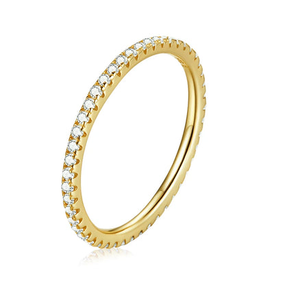 925 Sterling Silver Rainbow Ring with Full Zircons – Stackable and Dazzling