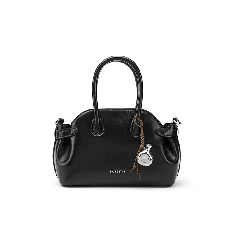 Split Leather Mini Bowling Tote