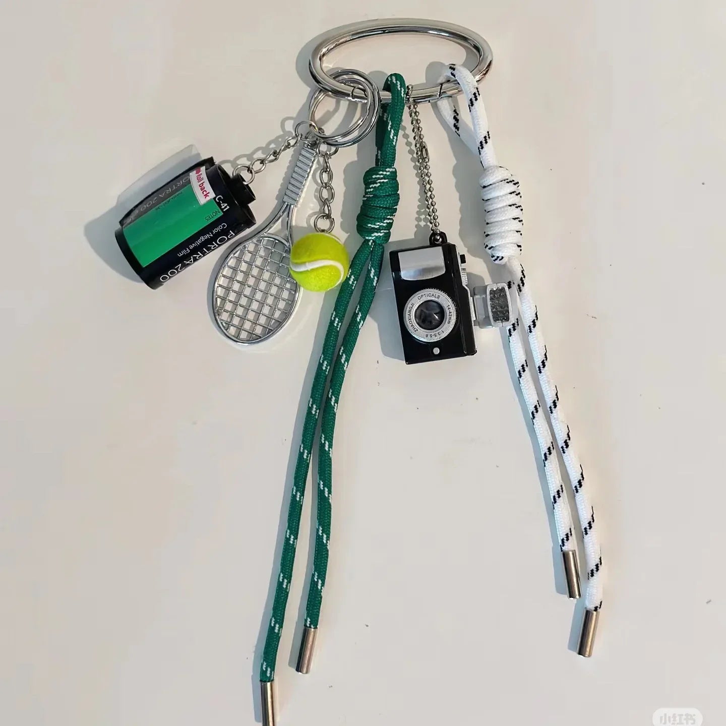 French Goatskin Leather Bag Charm Keychain