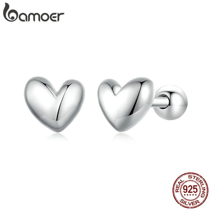 Mini Heart Stud Earrings – 925 Sterling Silver, Platinum Plated