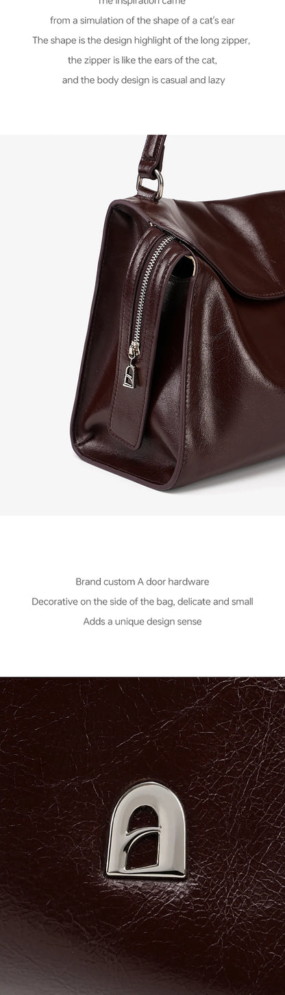 Genuine Leather Shoulder and Crossbody Tote