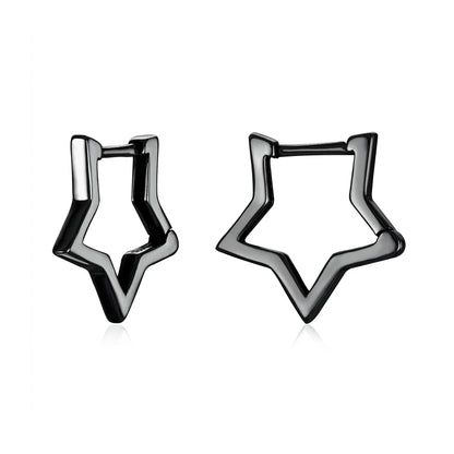 Star Hoop Earrings – Sterling Silver with Oxidized Finish