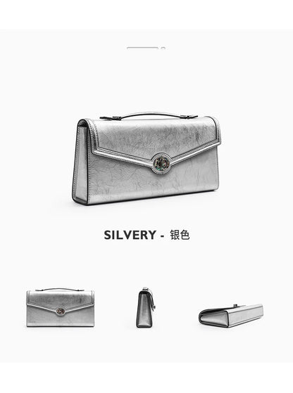 Genuine Leather Clutch Bag – Dress Style with Lock Flap