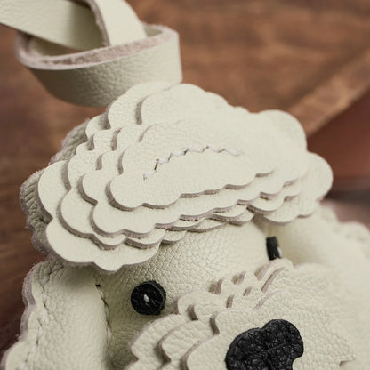 Teddy Dog Leather Bag Charm Keychain