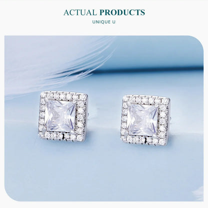 Classic Zircon Stud Earrings – 925 Sterling Silver Round Design