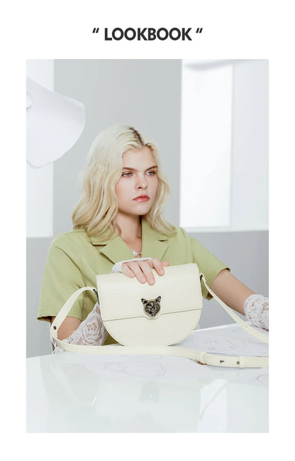 Genuine Cow Leather Saddle Crossbody Bag