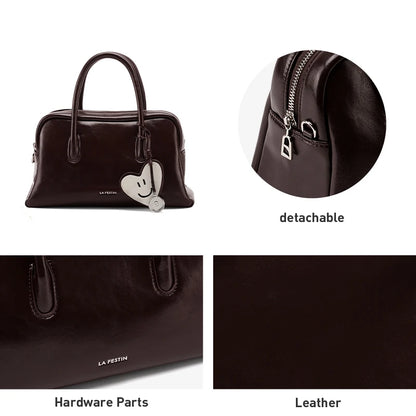 Split Leather Compact Shoulder and Crossbody Tote