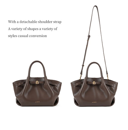 Split Leather Structured Tote Bag