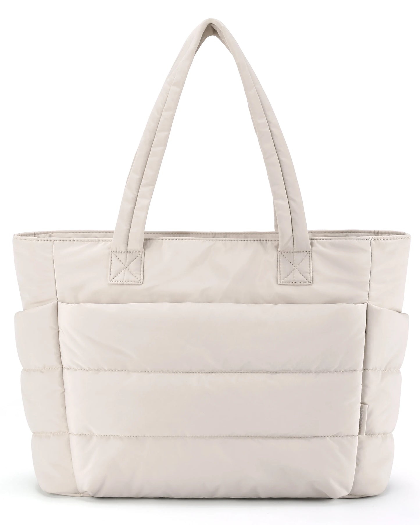 Quilted Milk Cotton Padded Tote Bag