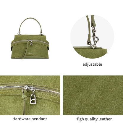 Green Split Leather Shoulder and Crossbody Bag
