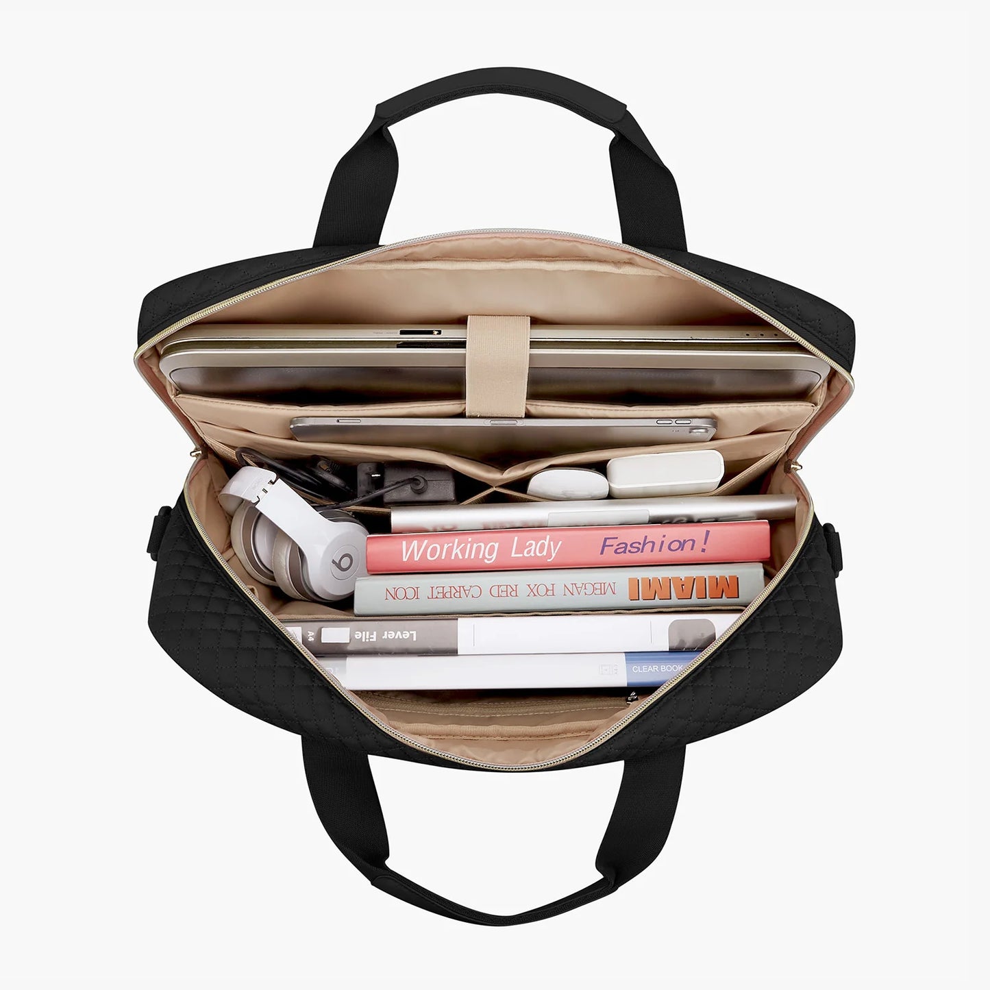 Nylon Structured Laptop Briefcase and Shoulder Bag