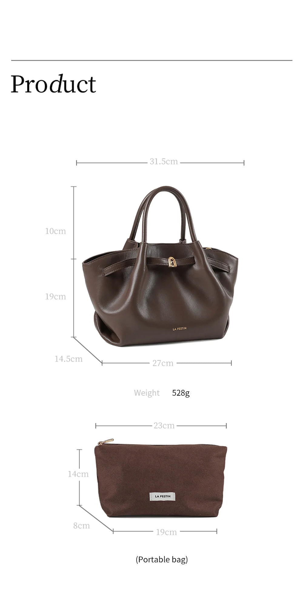 Split Leather Structured Tote Bag