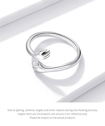925 Sterling Silver Hug Ring with Open Adjustable Design