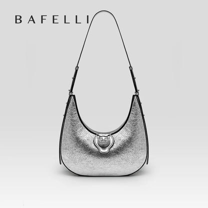 Genuine Leather Half Moon Tote – Soft Structure with Lock