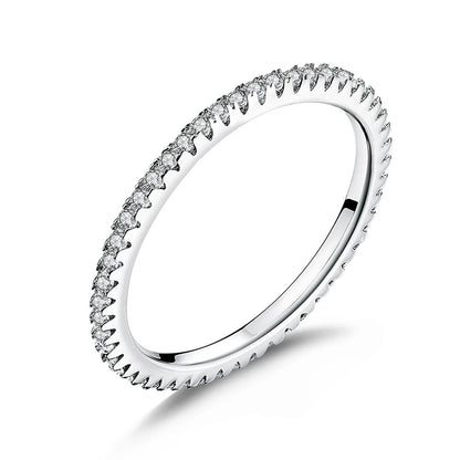 925 Sterling Silver Rainbow Ring with Full Zircons – Stackable and Dazzling