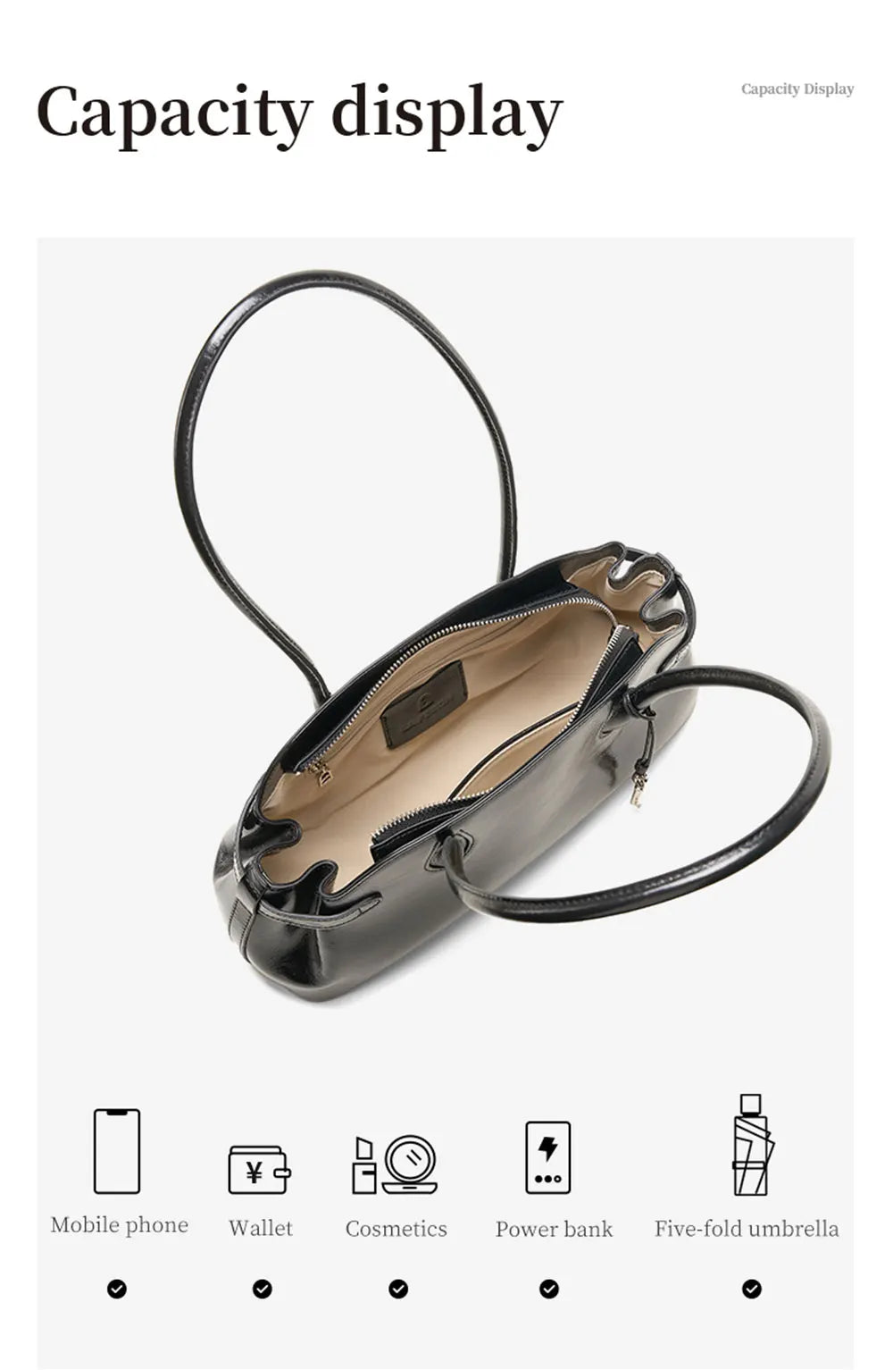 Genuine Leather Baguette Tote Bag