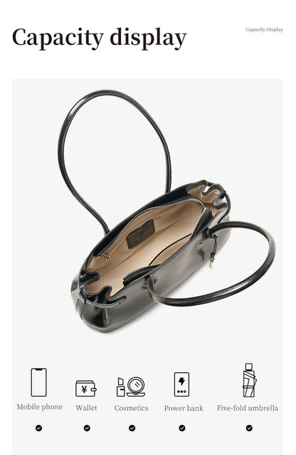 Genuine Leather Baguette Tote Bag