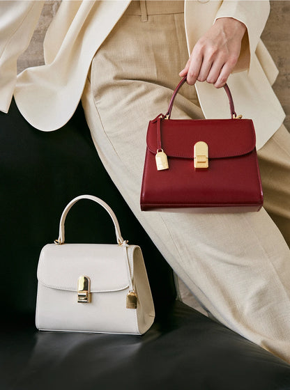 Split Leather Square Tote Bag