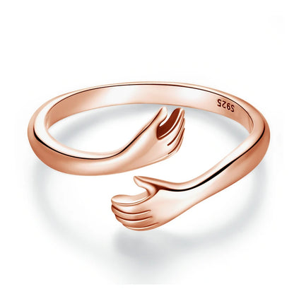 925 Sterling Silver Hug Ring with Open Adjustable Design
