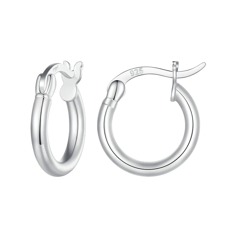 Hoop Earrings – 925 Sterling Silver, White Gold Plated