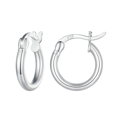 Hoop Earrings – 925 Sterling Silver, White Gold Plated