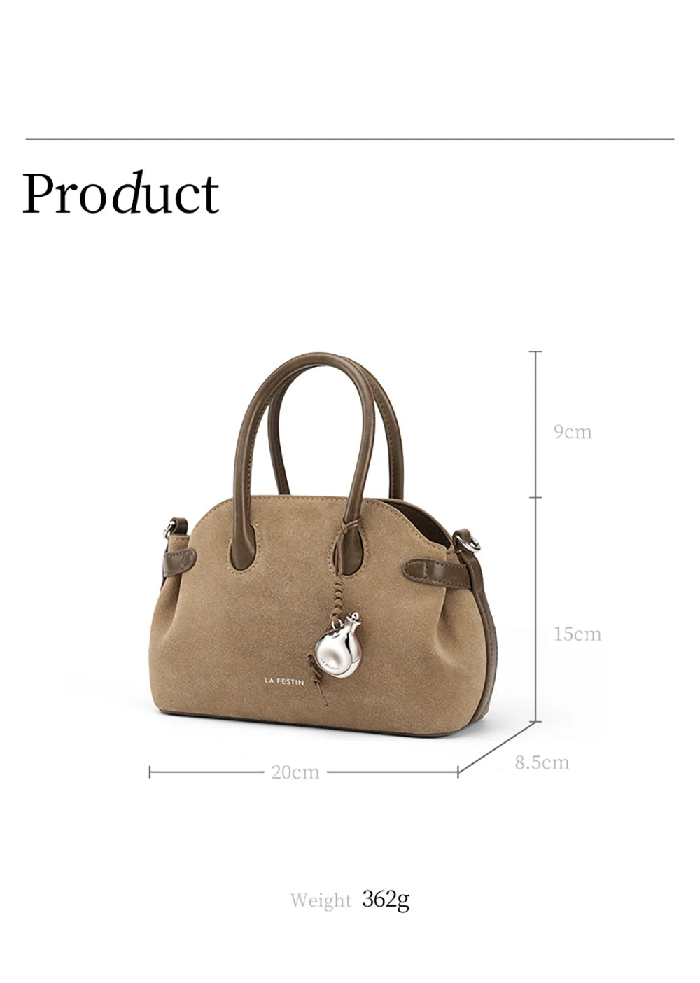 Split Leather Mini Bowling Tote