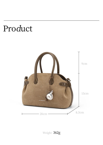 Split Leather Mini Bowling Tote