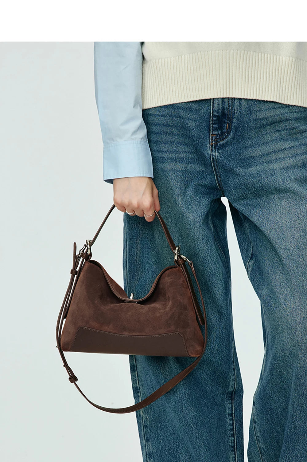 Split Leather Shoulder and Handbag Tote