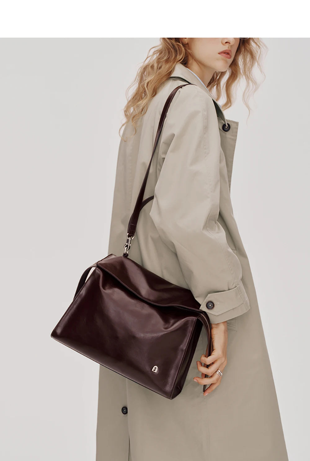 Genuine Leather Structured Tote Bag