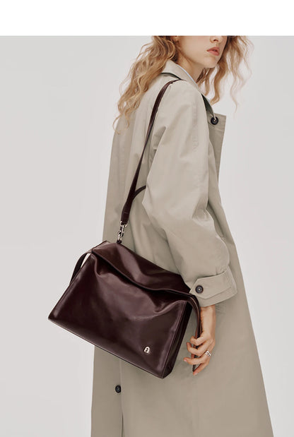 Genuine Leather Structured Tote Bag