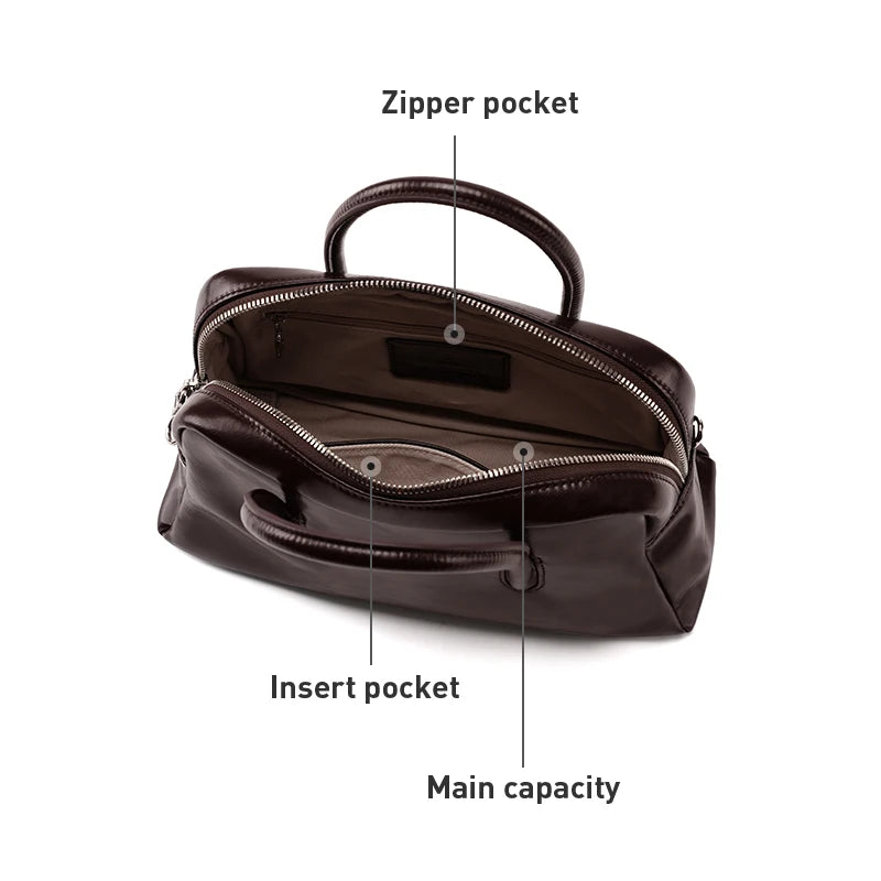 Split Leather Compact Shoulder and Crossbody Tote