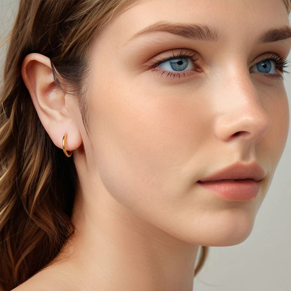 Minimalist Hoop Earrings – 925 Sterling Silver for Multiple Piercings