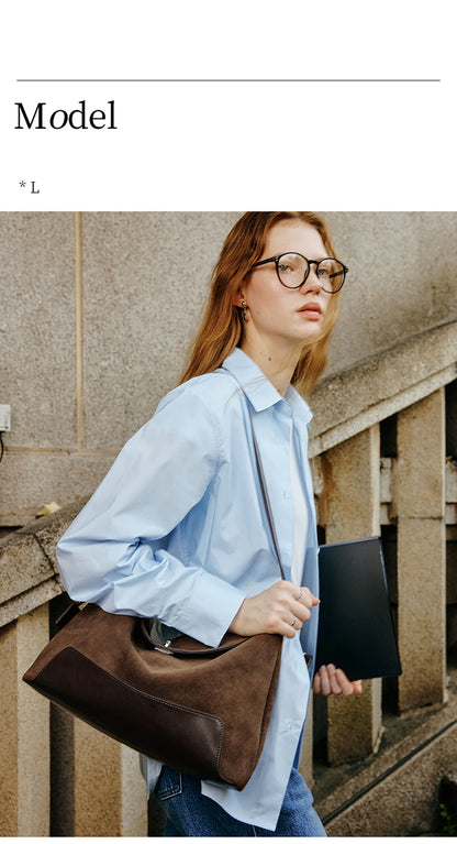 Split Leather Shoulder and Handbag Tote