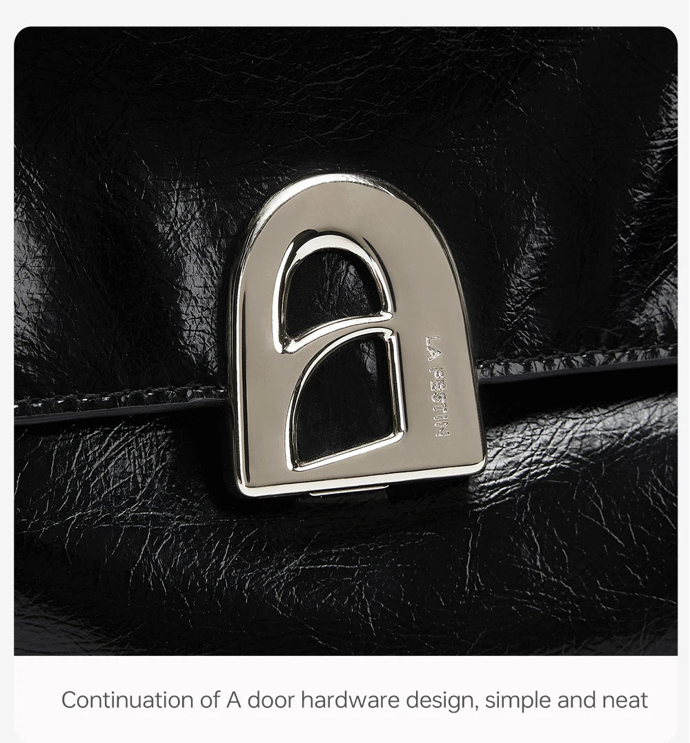 Split Leather Shoulder Crossbody Tote Bag