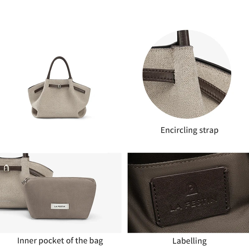 Cotton Dual-Handle Tote Shoulder and Crossbody Bag