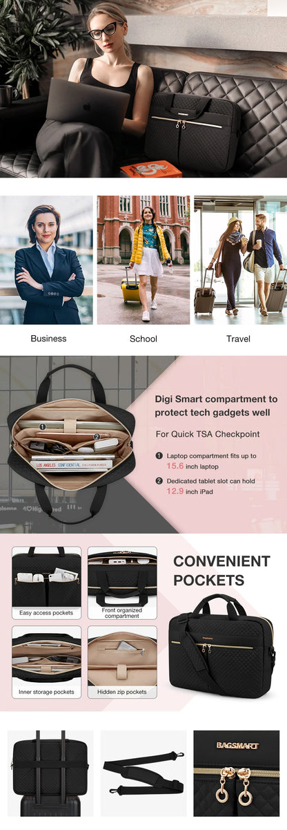 Nylon Structured Laptop Briefcase and Shoulder Bag