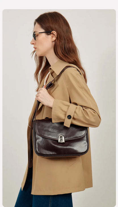 Split Leather Soft Square Shoulder Tote