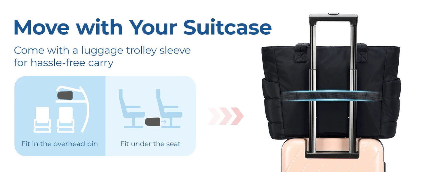 Quilted Milk Cotton Padded Tote Bag