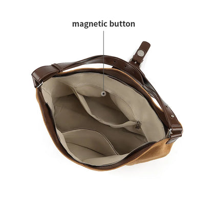 Split Leather Soft Tote Shoulder Crossbody Bag