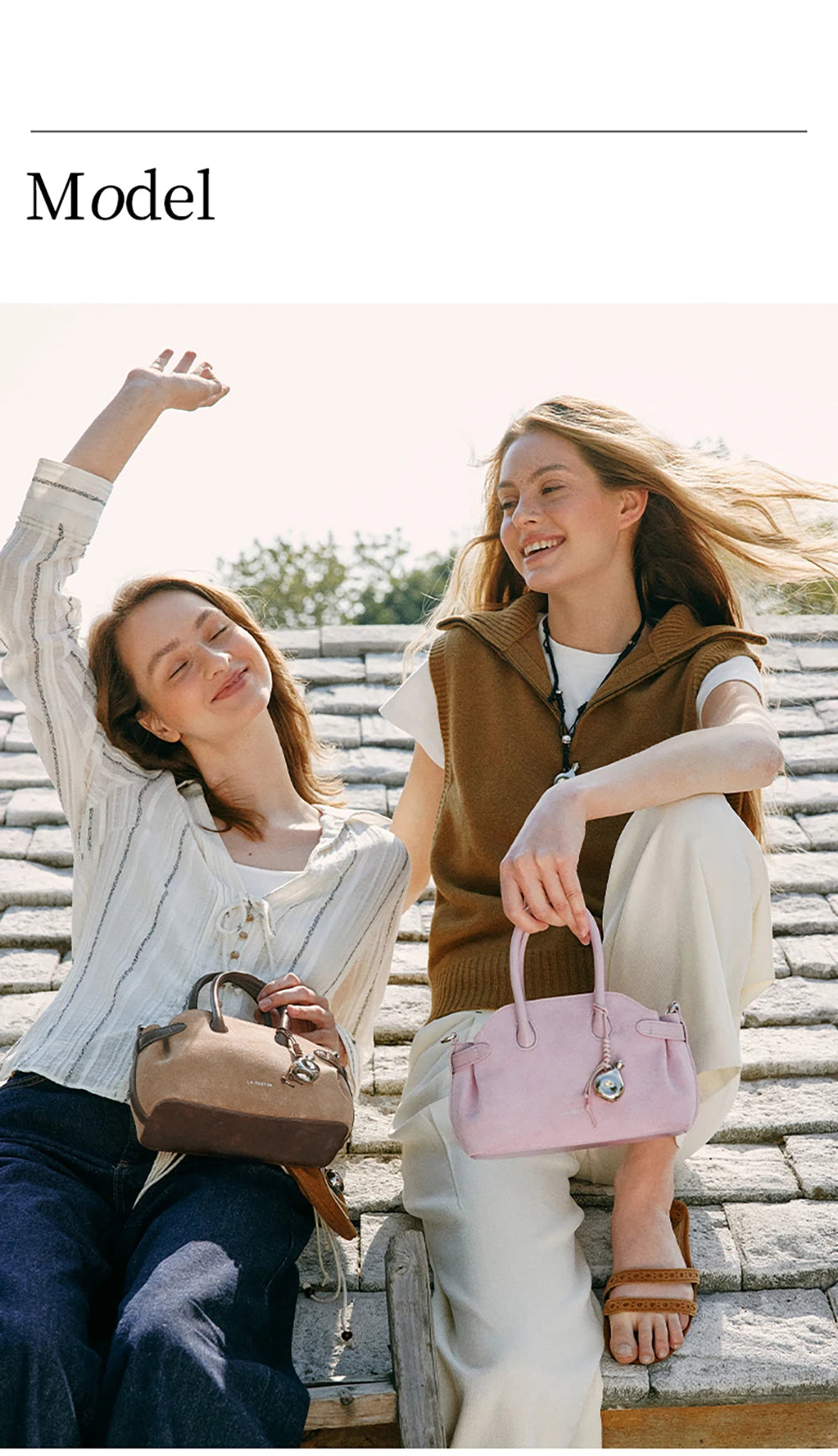 Split Leather Mini Bowling Tote