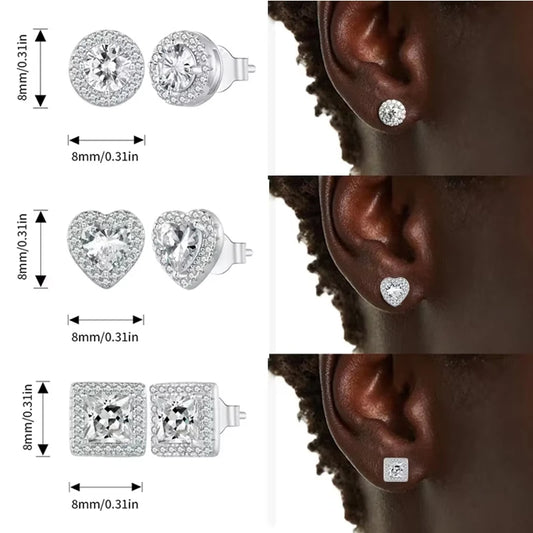 Classic Zircon Stud Earrings – 925 Sterling Silver Round Design