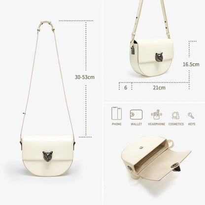 Genuine Cow Leather Saddle Crossbody Bag
