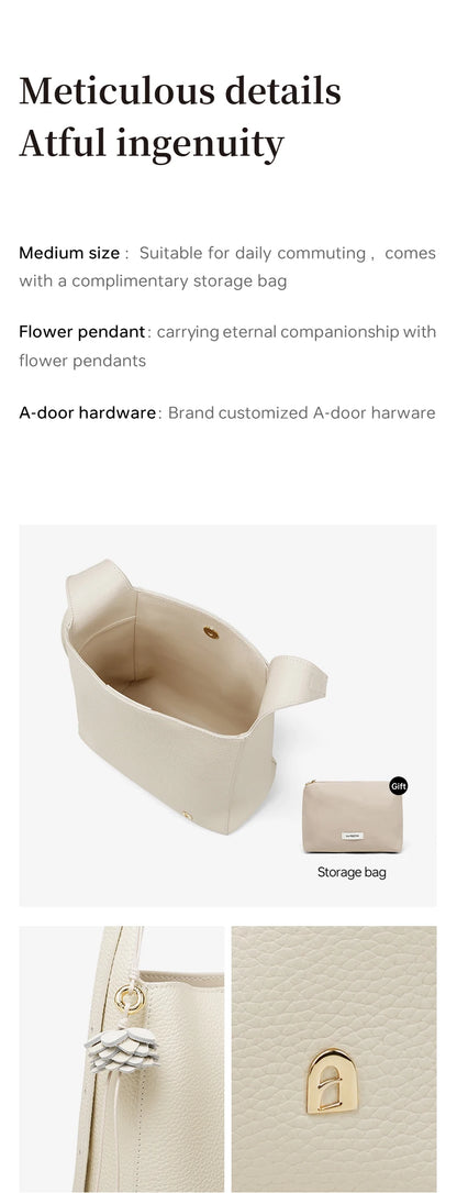 Soft Genuine Leather Bucket Bag