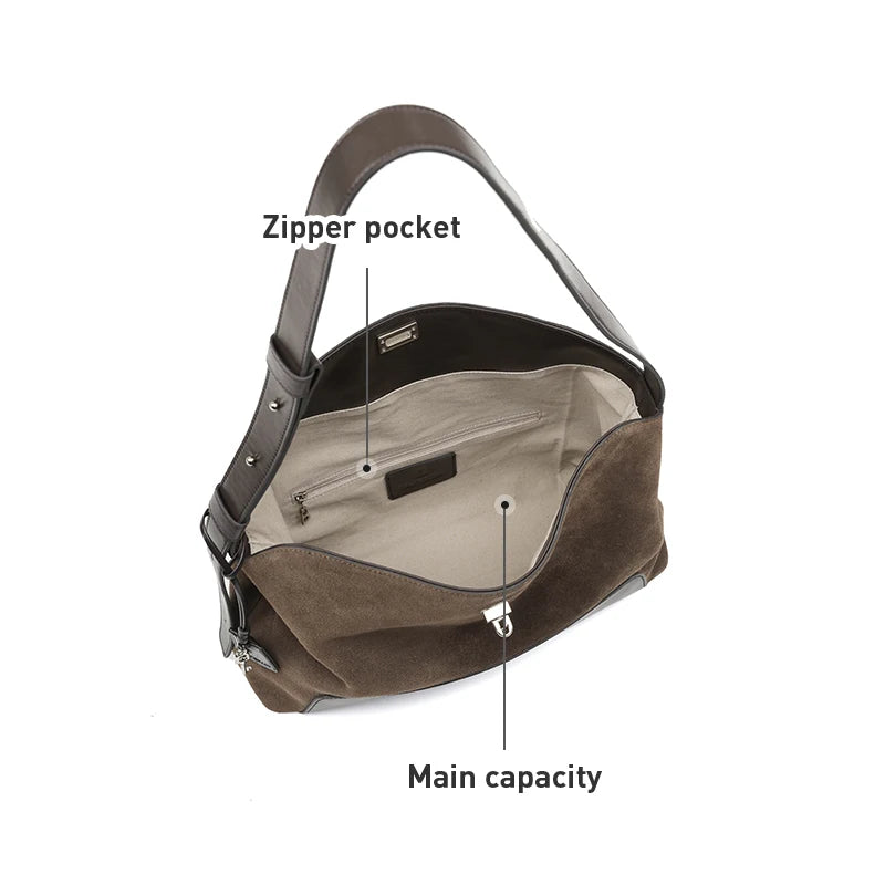 Split Leather Shoulder and Handbag Tote