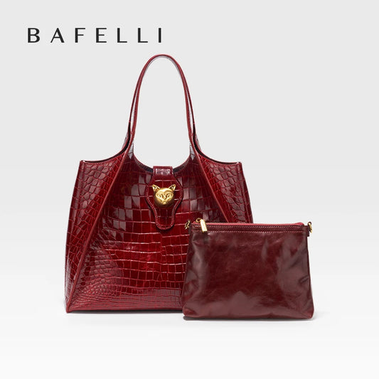 Crocodile Pattern Genuine Leather Tote – Business Commuter Style