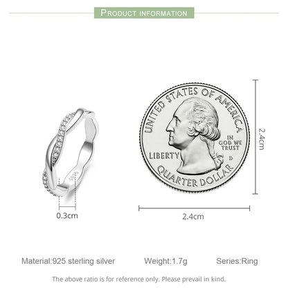 Elegant Twisted Zircon Eternity Ring – 925 Sterling Silver and 14K Gold Plated