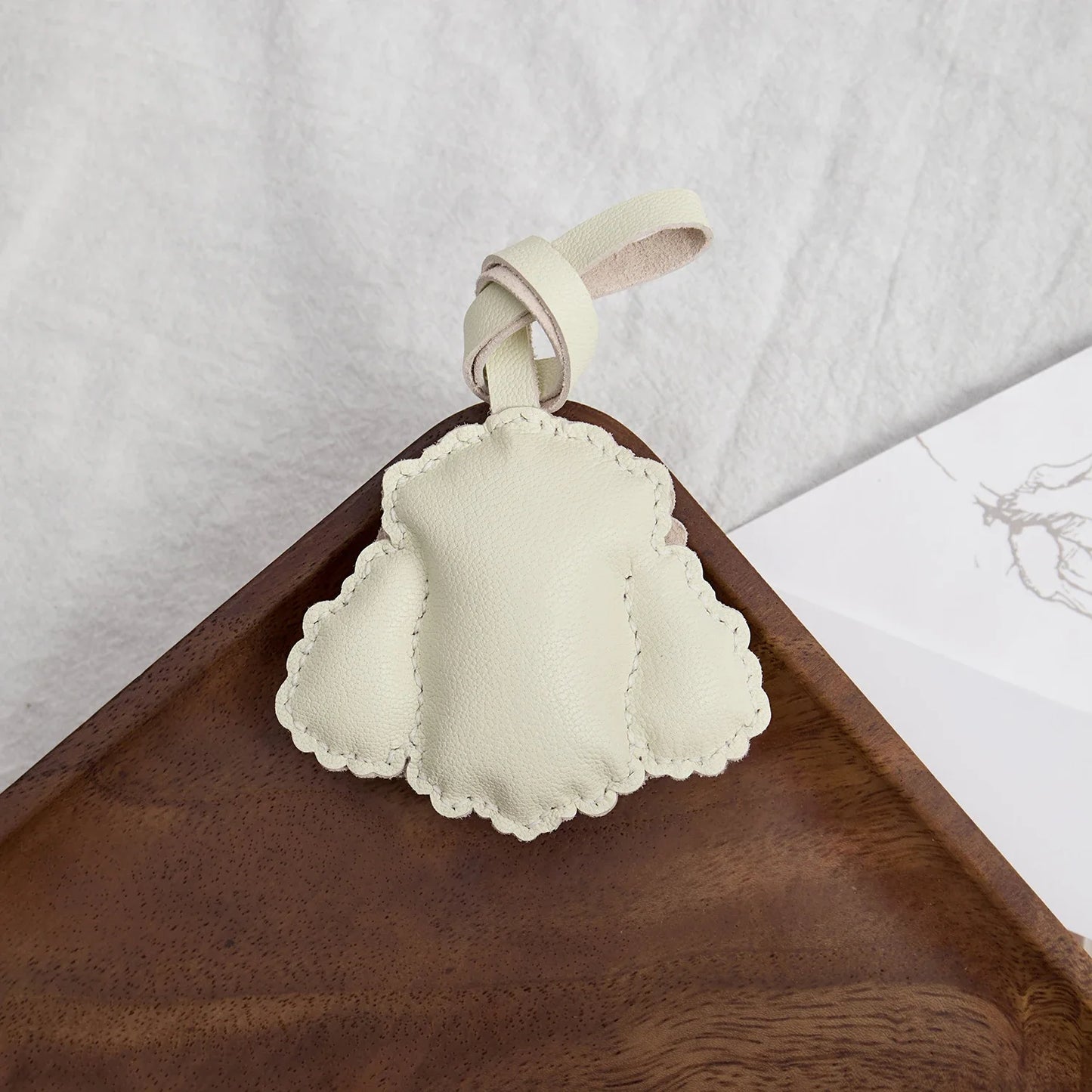 Teddy Dog Leather Bag Charm Keychain