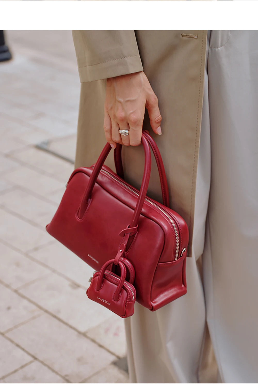 Split Leather Compact Shoulder and Crossbody Tote