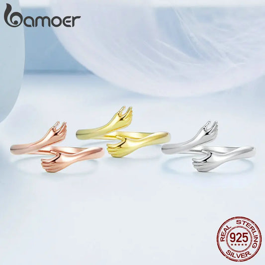 925 Sterling Silver Hug Ring with Open Adjustable Design